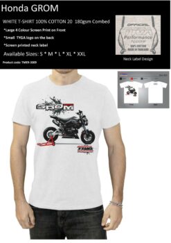 TYGA T-shirt Honda Grom white, Sizes: S to XXL-2536