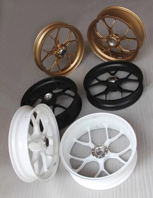 Forged Aluminium Racing wheel set, 5 spoke, PVM, Front 3.50 x 17, Rear 5.5 x 17, White-0
