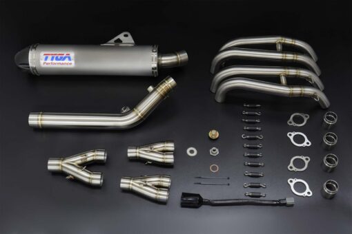 Set pipe, Stainless, full race system, round stainless/carbon end cap silencer , Ninja ZX-4R (R) - Image 2