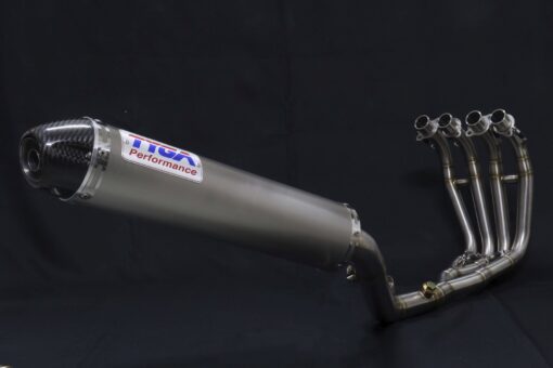 Set pipe, Stainless, full race system, round stainless/carbon end cap silencer , Ninja ZX-4R (R) - Image 3