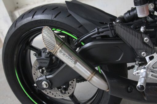 Set, mesh slip on, slah cut stainless, with carbon exhuast guard, ZX4R - Image 4