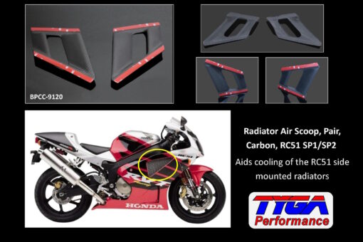 Carbon radiator air scoop (pair) gloss, Honda RC51 Sp1/Sp2 - Image 3