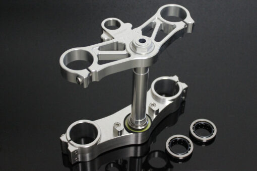 Triple clamp set, CNC silver, CBR1000RR forks to RVF400 NC35