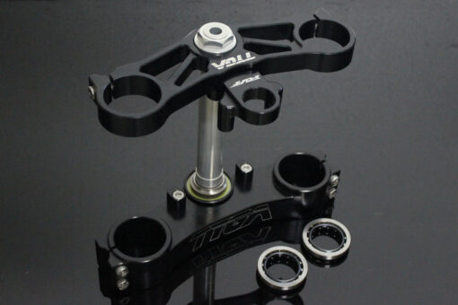 Triple clamp set, CNC black, CBR1000RR forks to RVF400 NC35 - Image 5