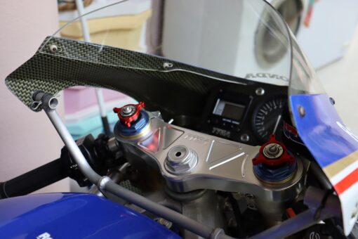 Triple clamp set 3D silver, black lower clamp,  CBR1000RR to fit NSR250 MC21/MC28 - Image 3