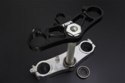 Triple clamp set 3D silver, black lower clamp street, Honda SP1