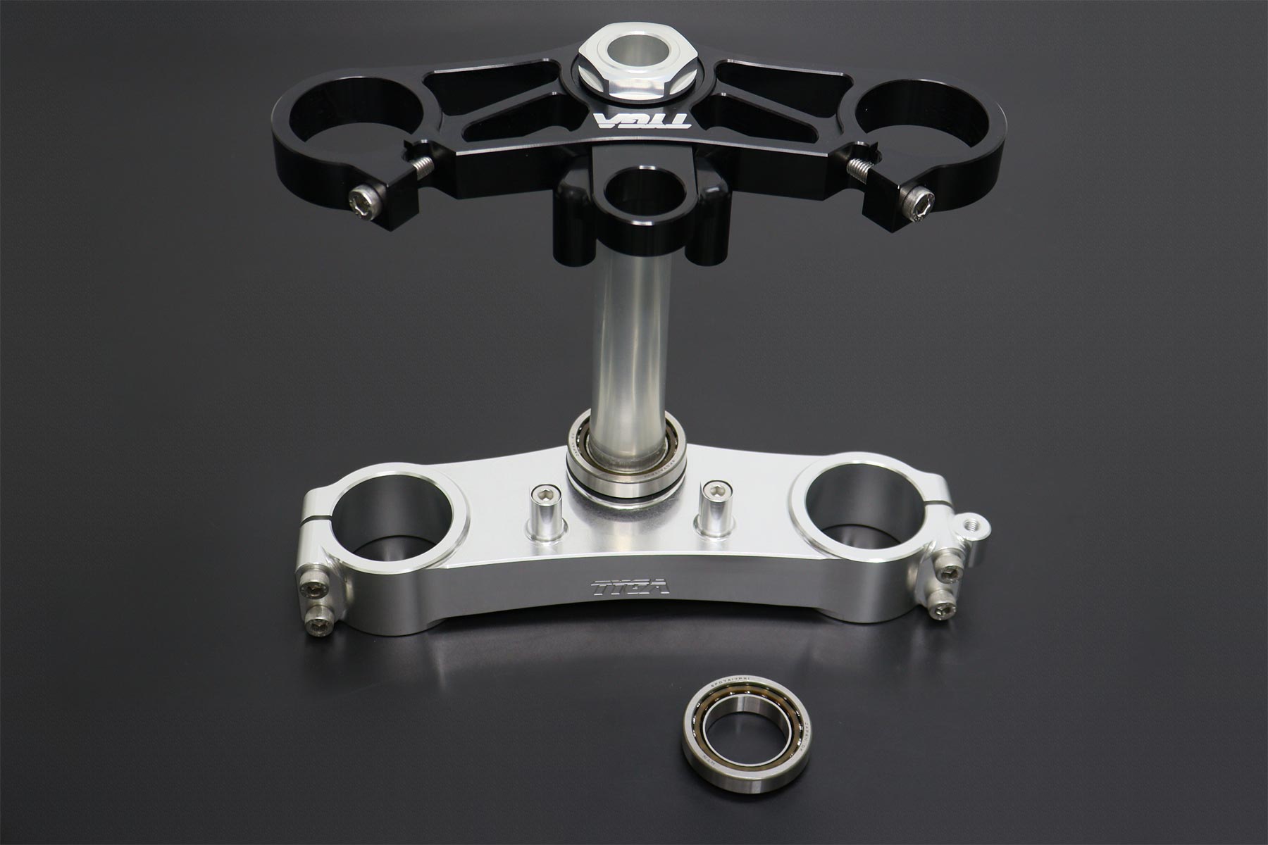 Triple clamp set 3D silver, black lower clamp street, Honda SP1 - Image 4