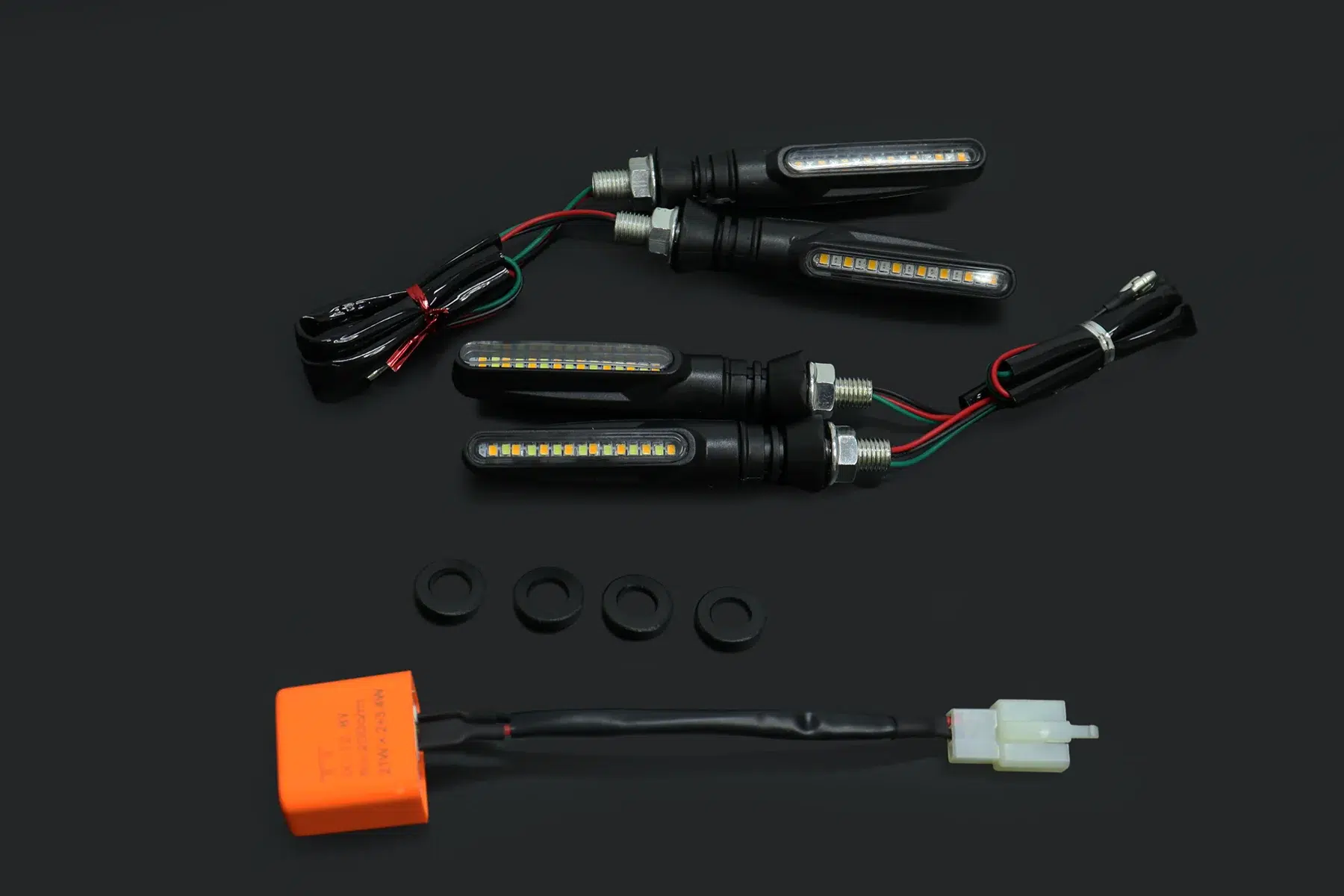 Slim Style LED turn signal lamp Complete set of 4, Fairing Set, Parallel Pin Fitment Relay - Image 2
