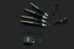 Slim Style LED turn signal lamp Complete set of 4, Fairing Set, 90 Degree Pin Fitment Relay