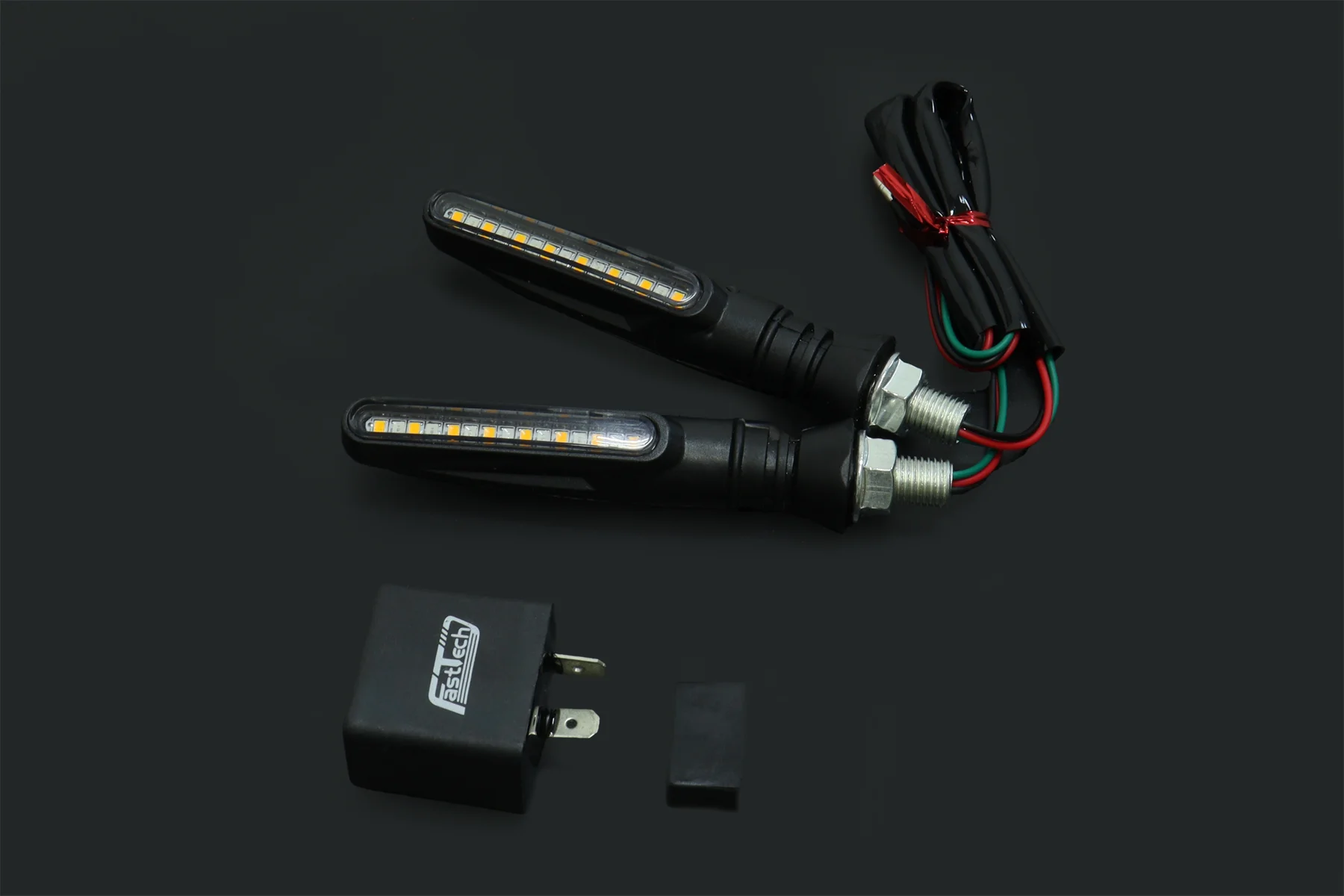 Slim Style LED turn signal lamp Pair, Rear, 90 Degree Pin Fitment Relay