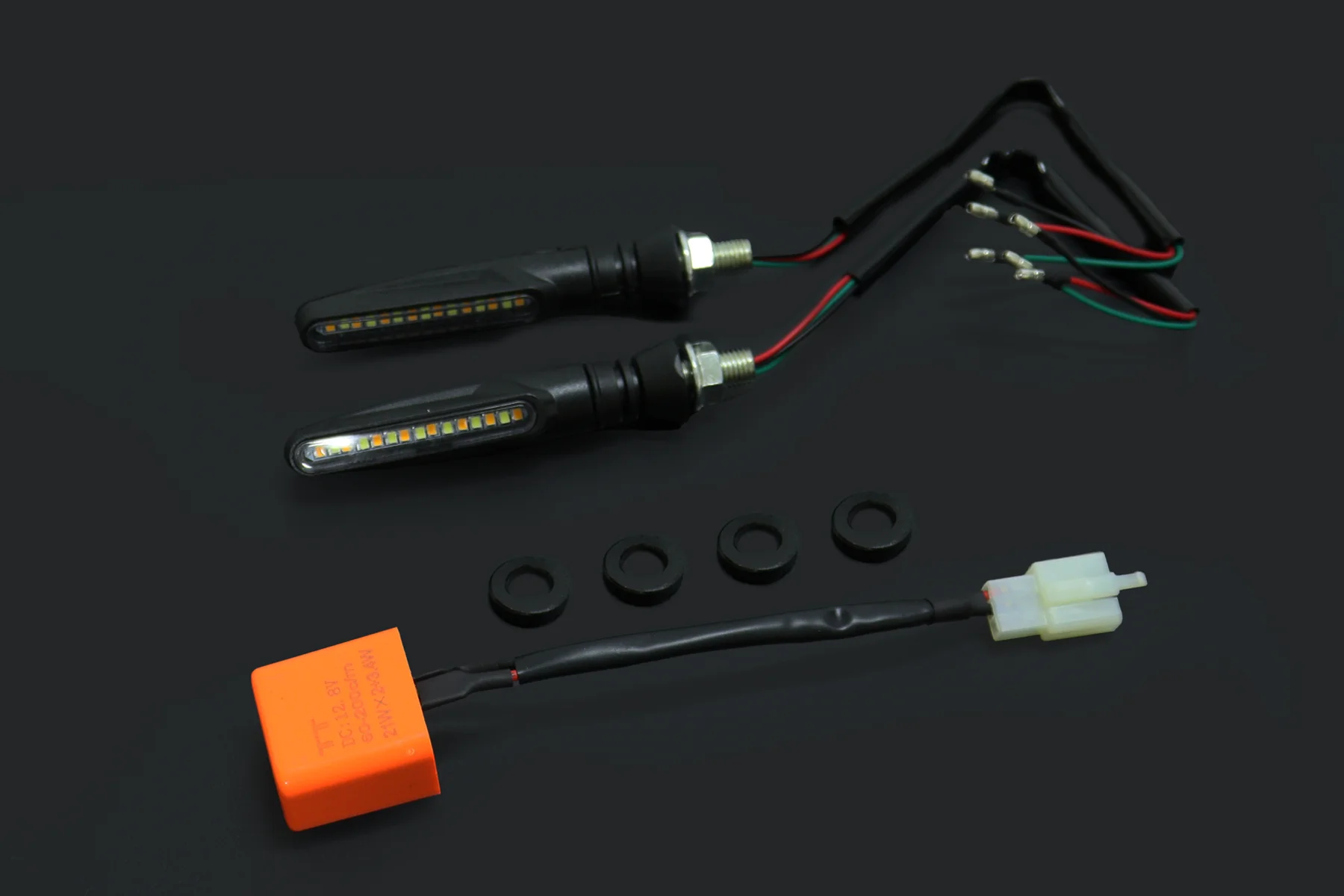 Slim Style LED turn signal lamp Pair, Front, Fairing Set, Parallel Pin Fitment Relay - Image 2
