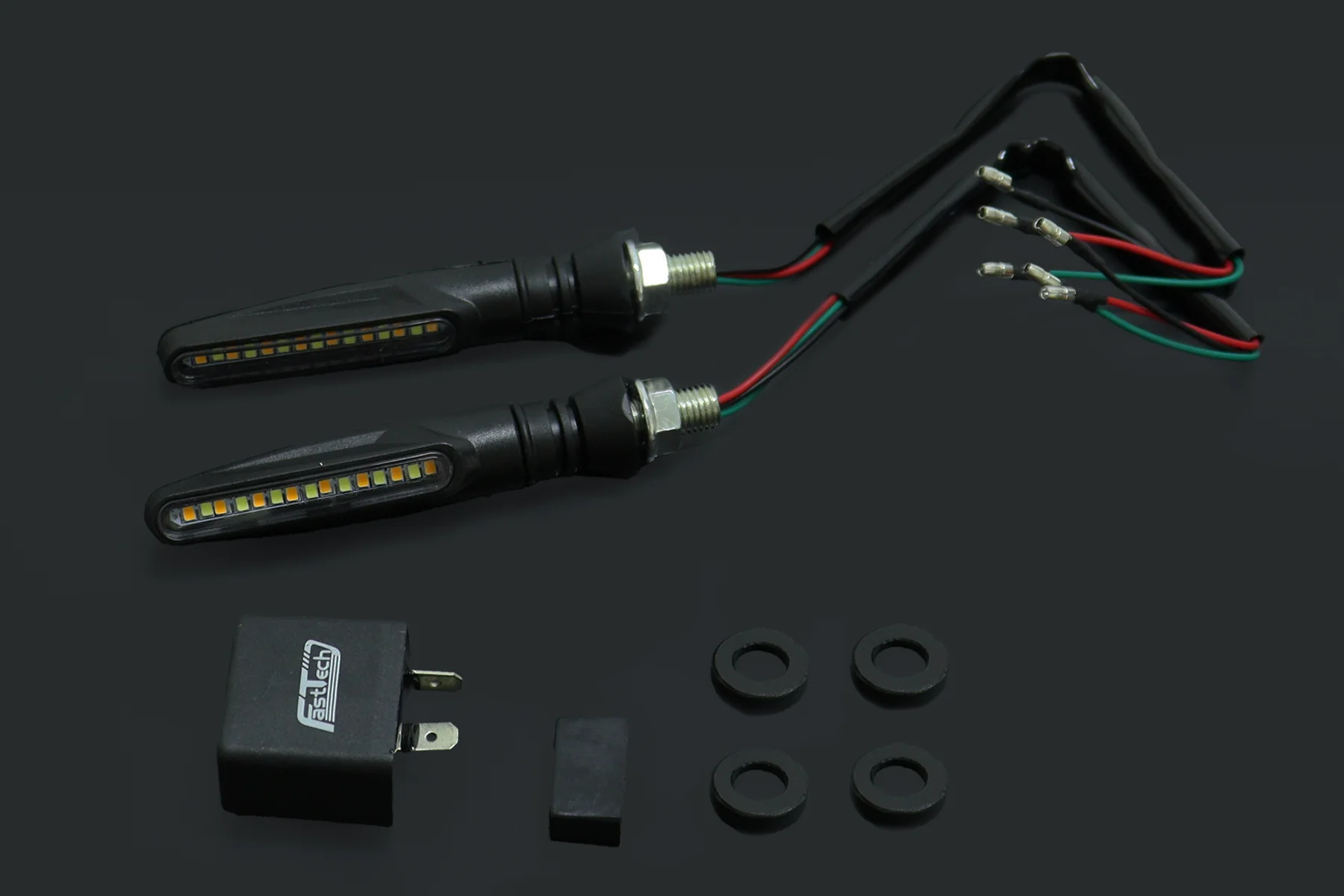 Slim Style LED turn signal lamp Pair, Front, Fairing Set, 90 Degree Pin Fitment Relay - Image 2