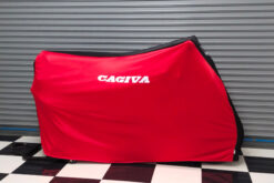 Alternative view of TYGA bike dust cover two tone Red/black, Cagiva